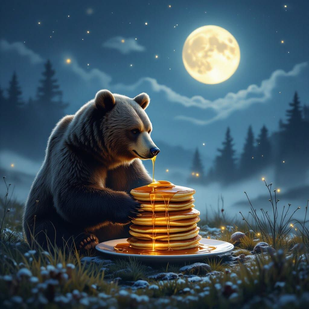 papa bear presents honey pancakes