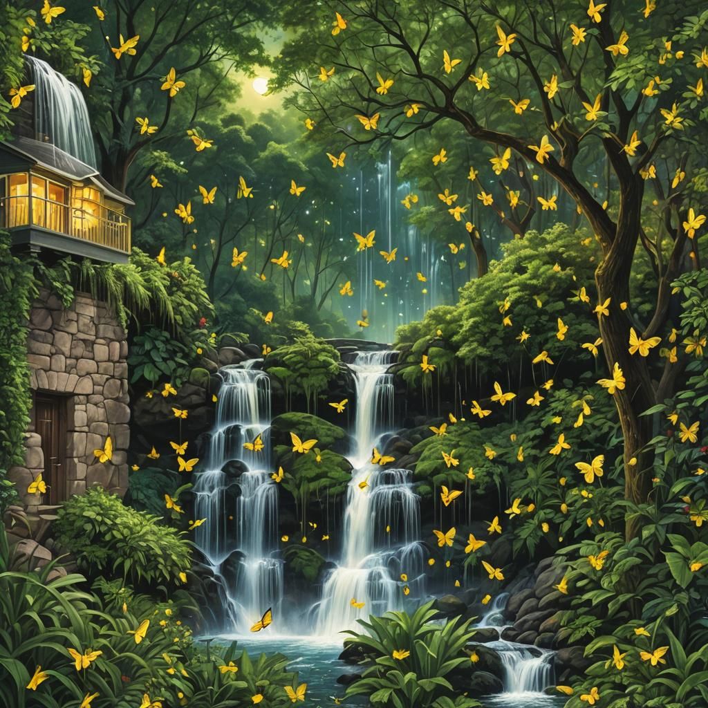 Surreal Firefly Dance at the Rising Sun