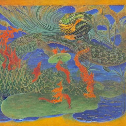 Surreal Fiery Dance of Giant Frogs