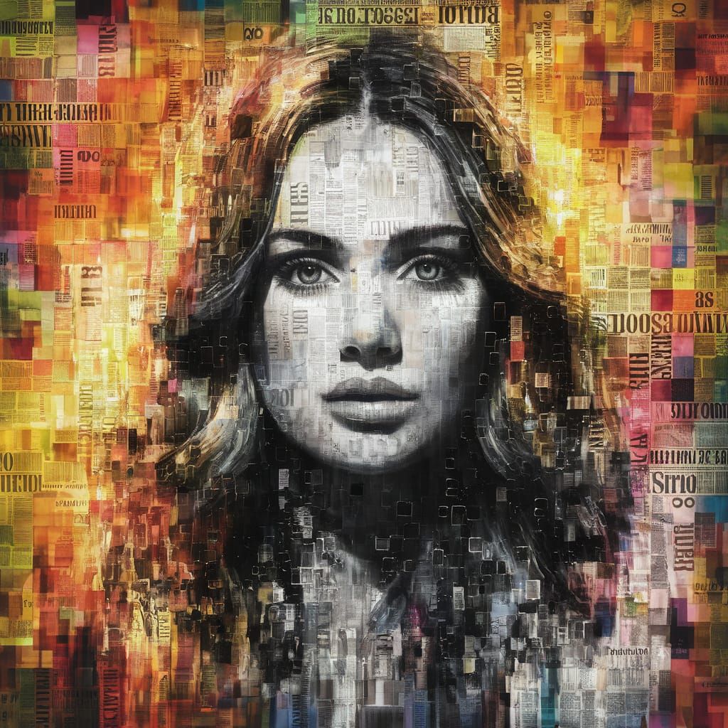 Surreal Portrait in Handmade Impasto Oil and Watercolor Styl...