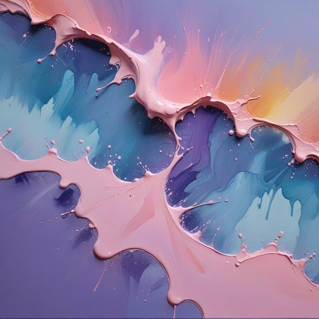 Abstract Paint Spill Art With Pastel Colors