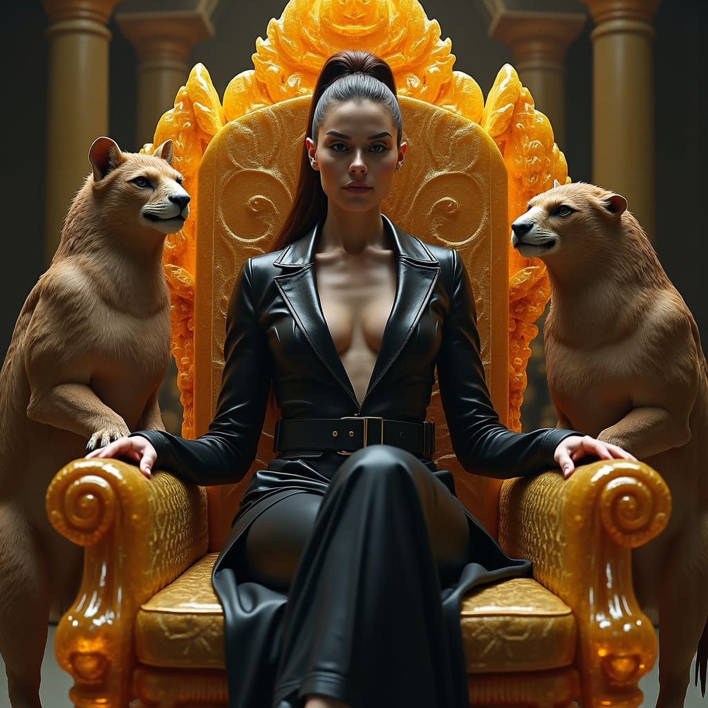 Gothic Therapist on Chrysophase Throne in Fantasy Illustrati...