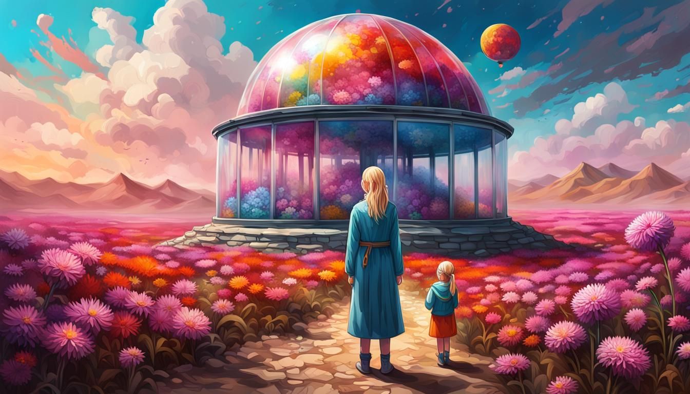 Mother and Daughter in Aster Field, Graffiti Art
