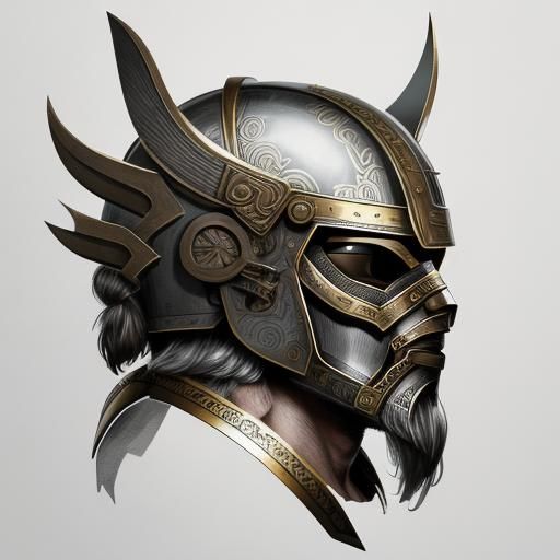 Spartan Helmet Technical Drawing with Viking Elements