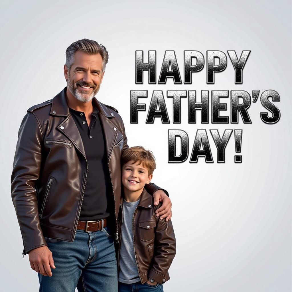 Father and Son Father's Day Image in Metalcore Style