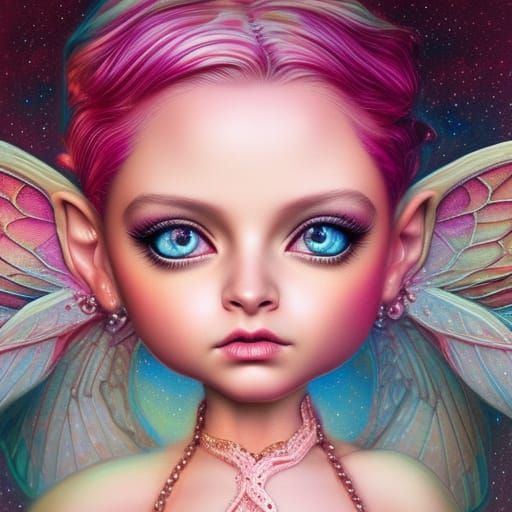 Hyperdetailed Baby Pixie in Cosmic Colors