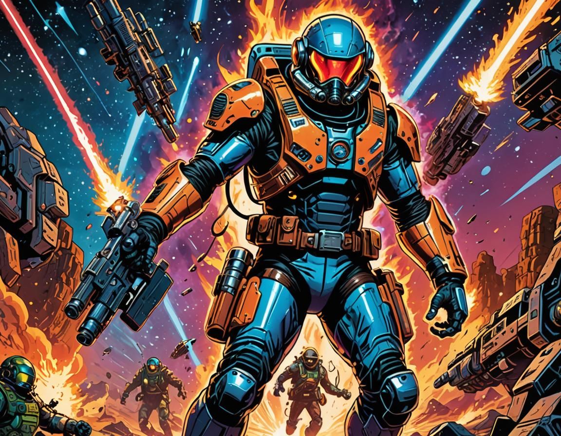 Sci-Fi Outlaw's Space Battle: Comic Book Art