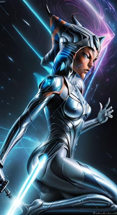 Ahsoka as Silver Surfer: Comic Book Art