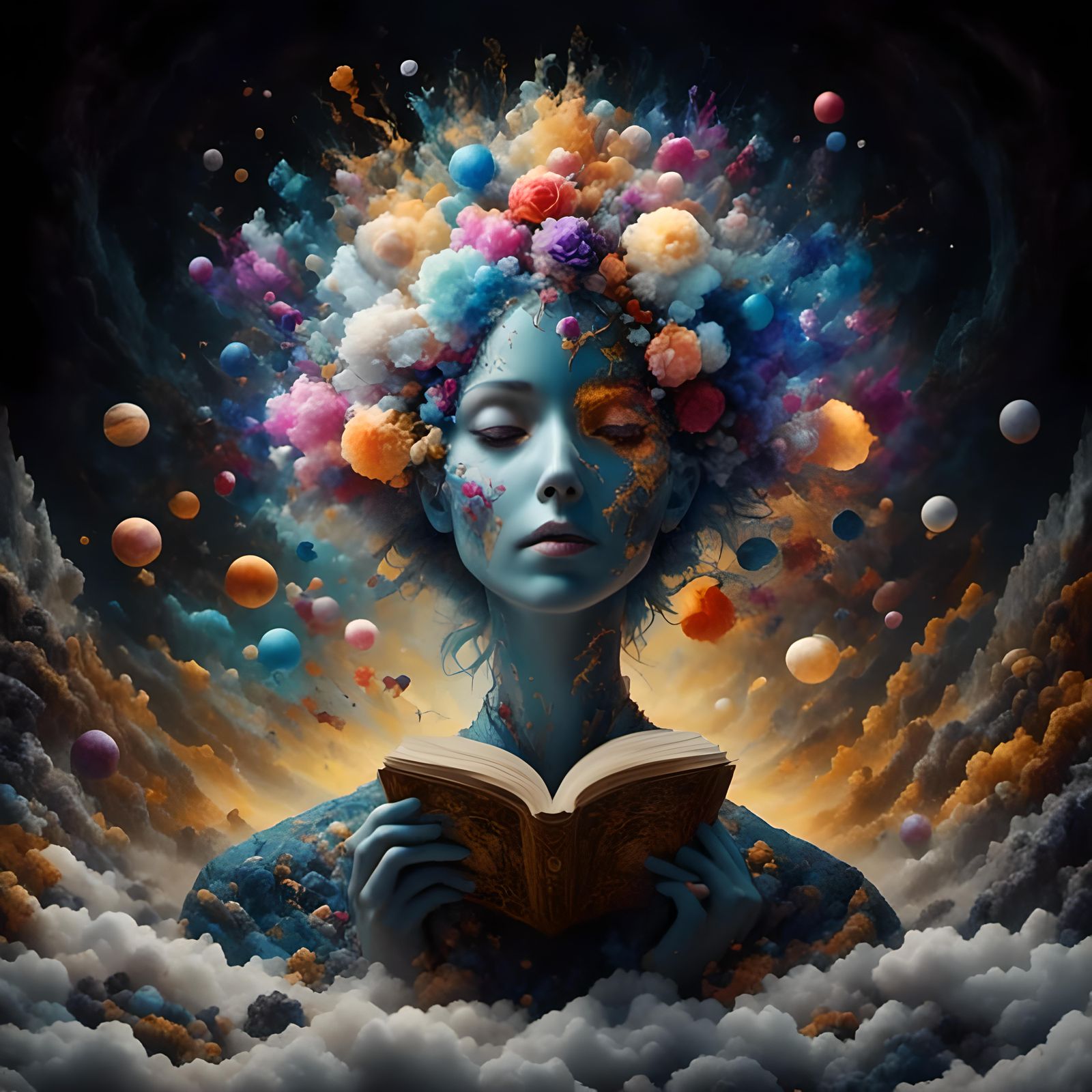 Surreal Cowboy Couple in Dystopian Dreamscape