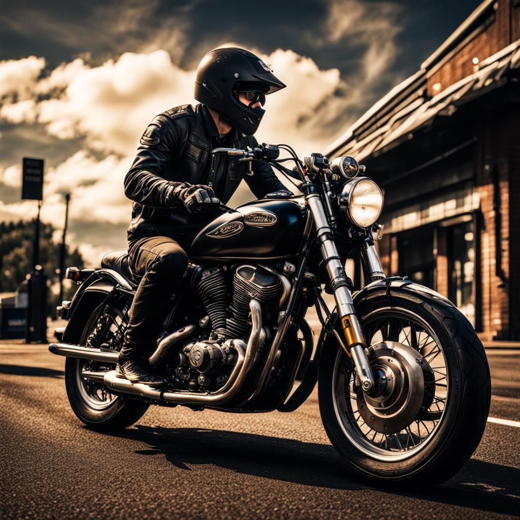 Hyperrealistic Motorcyclist Portrait in High Definition