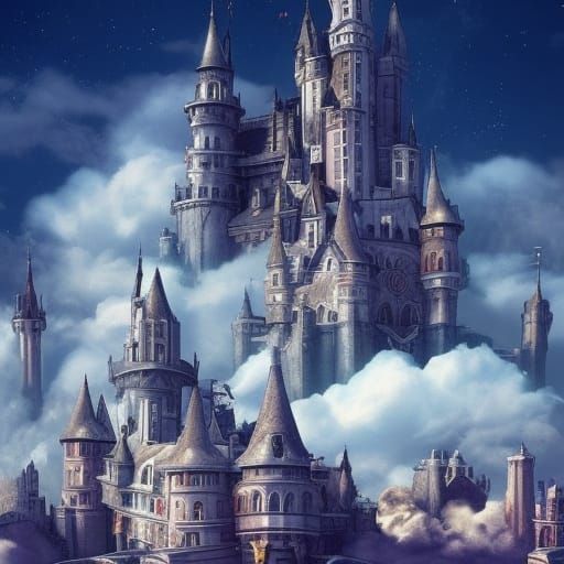 Fantasy City in the Clouds: Vibrant Digital Painting