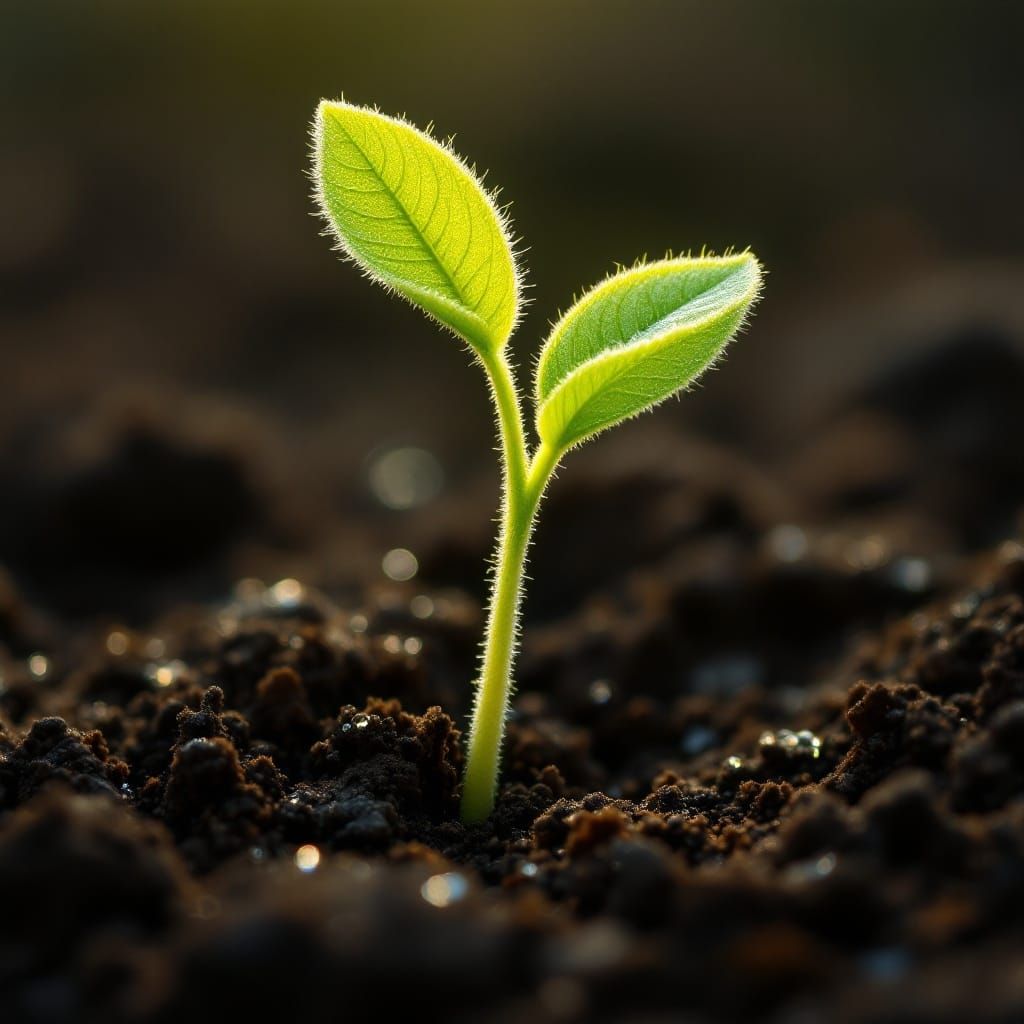 Delicate Spring Seedling in Botanical Style