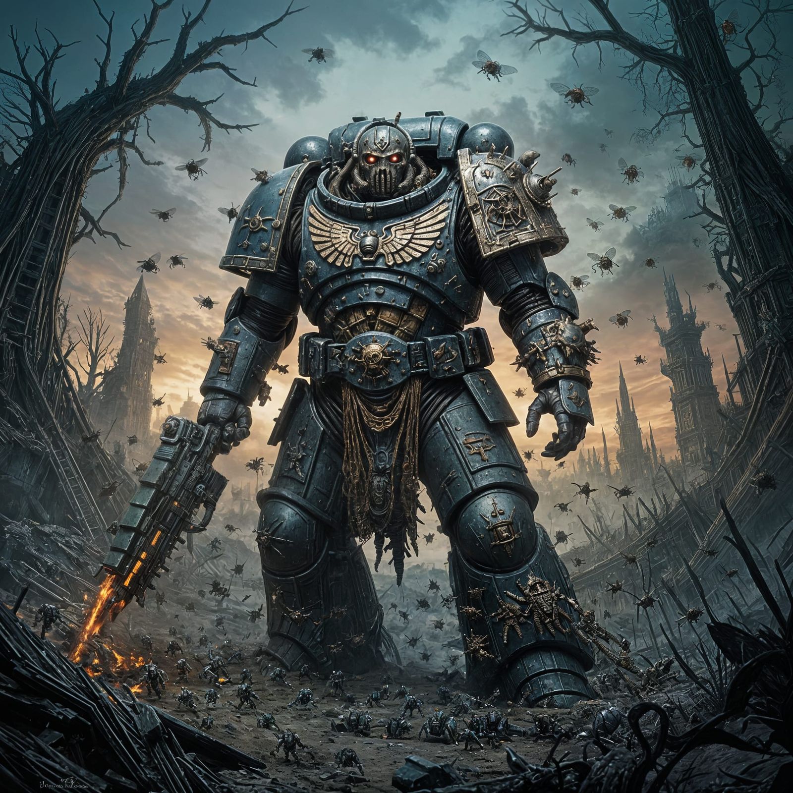 Warhammer 40K: Space Marine Transformed into Insects