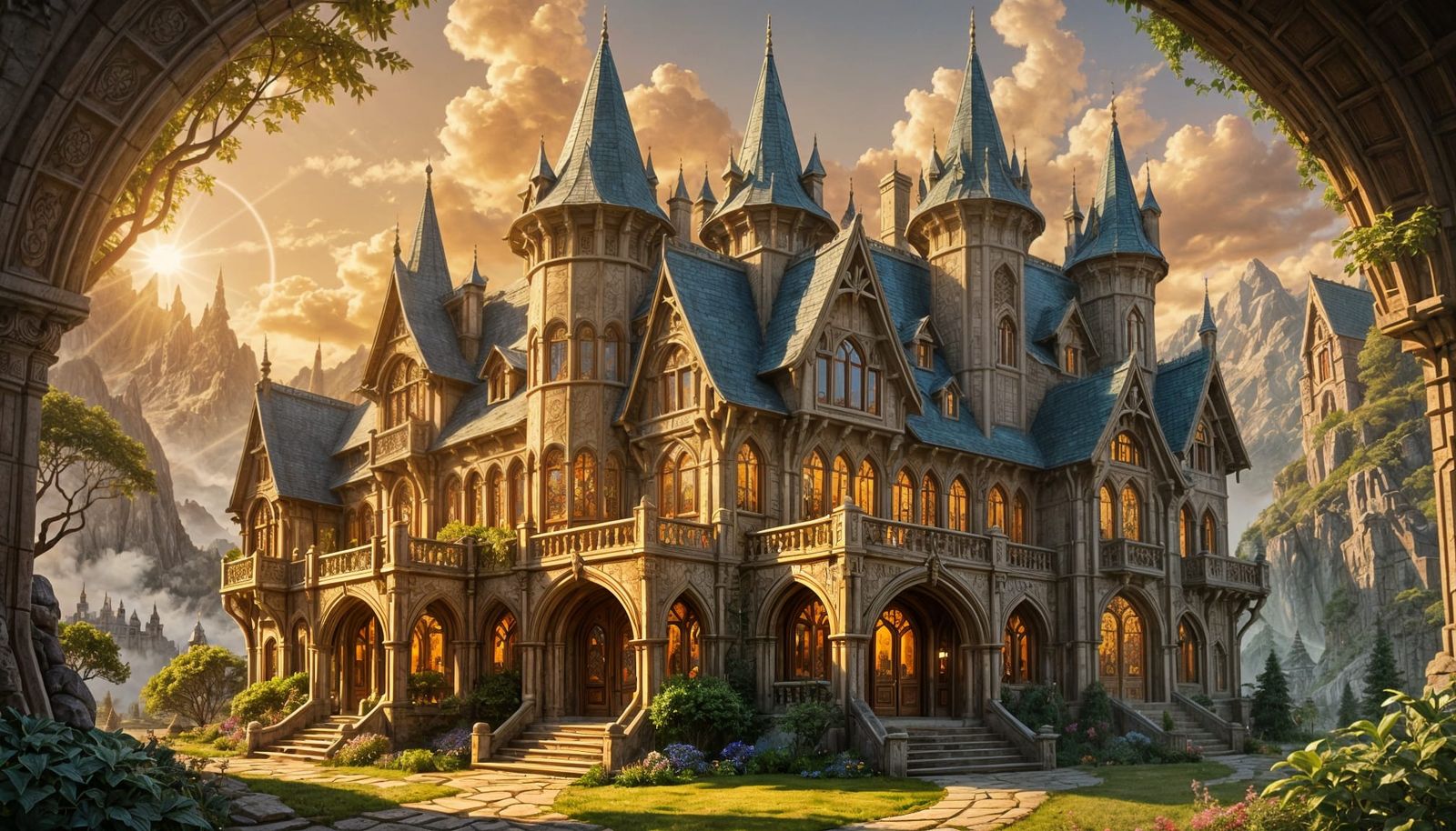 Colorful Elvish Mansion with Intricate Details