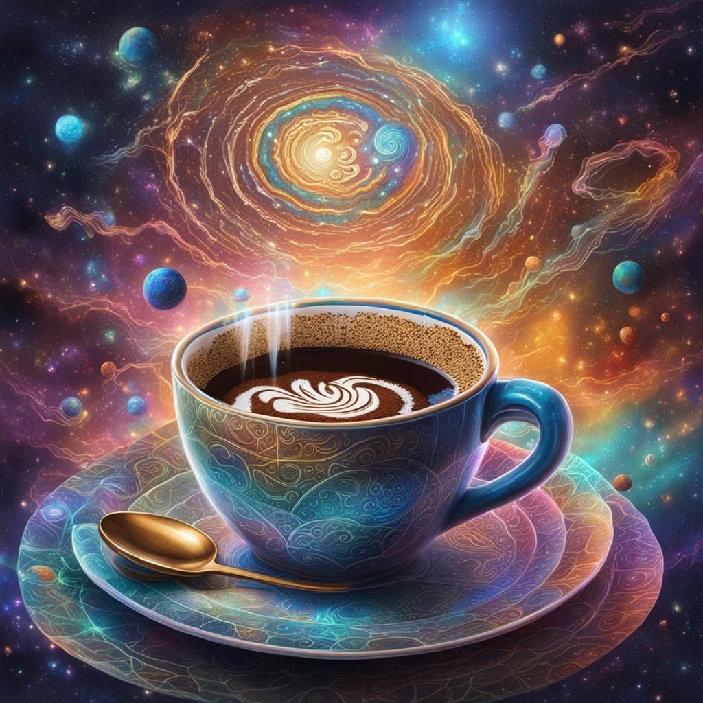 Coffee: Holographic Astral Cosmic Illustration