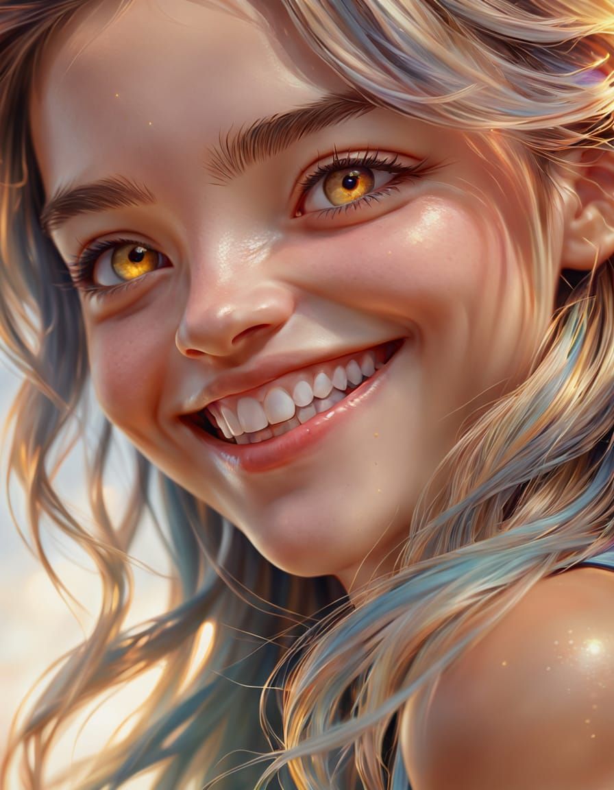 Smiling Person Portrait in Vibrant Oil Painting Style