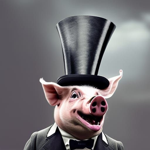 Pig in Top Hat: Detailed Digital Matte Painting
