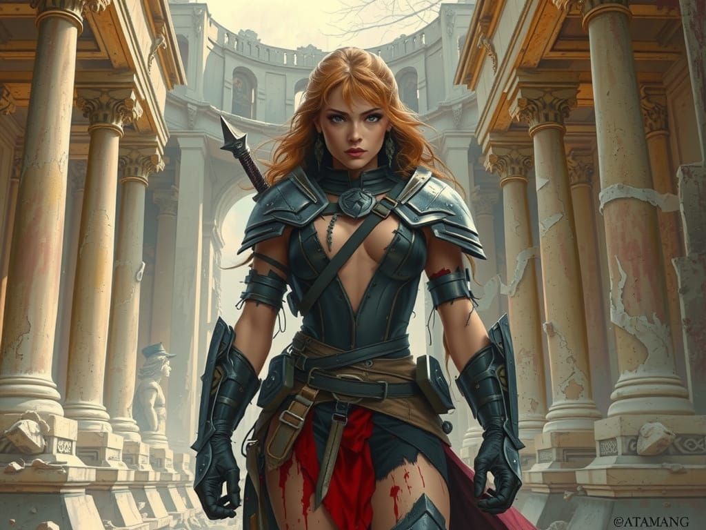 Ruined City Warrior in Dark Fantasy Style