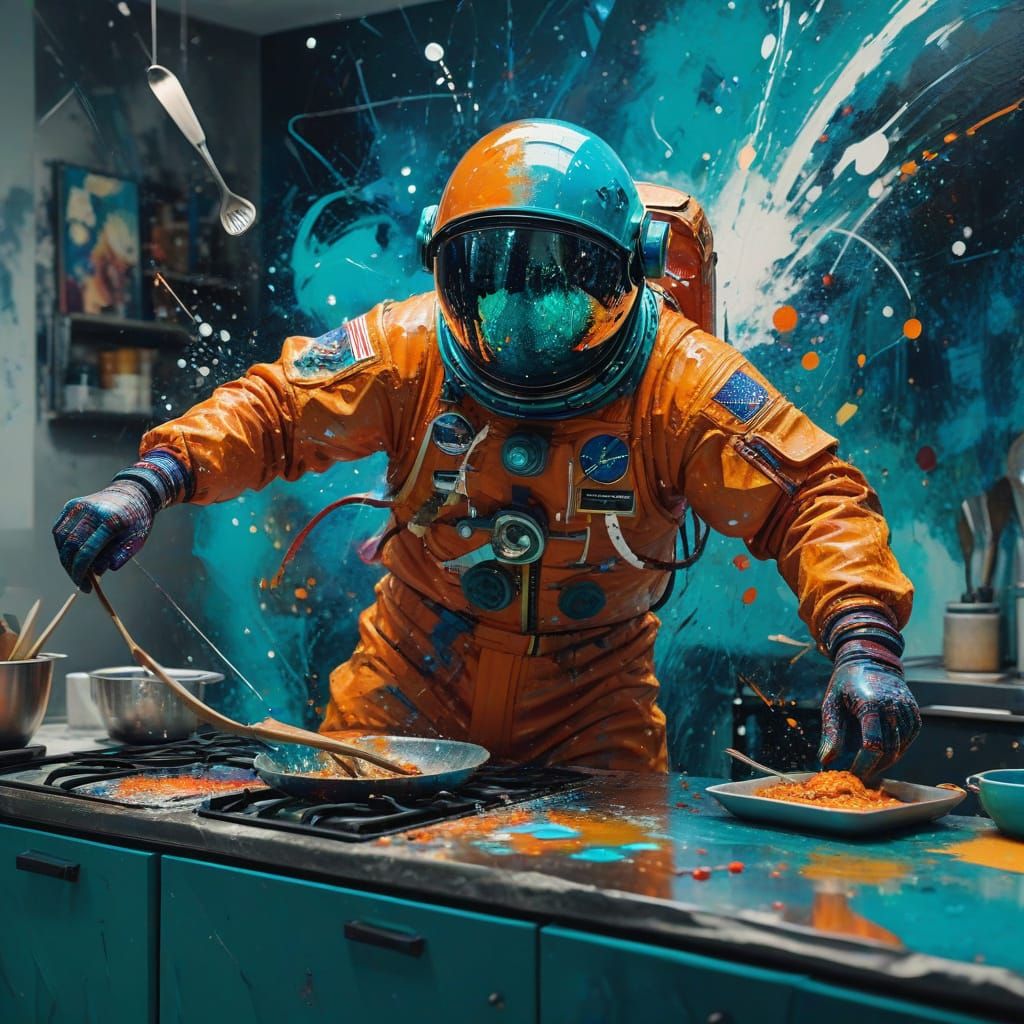 Astronaut in a Cosmic Kitchen Dance