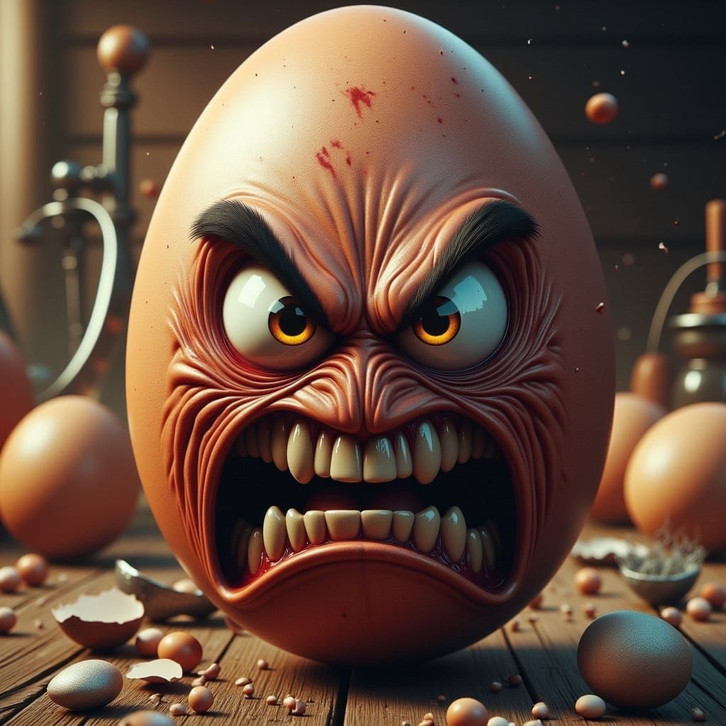 Angry Roman Soldier Egg: Humorous AI Art