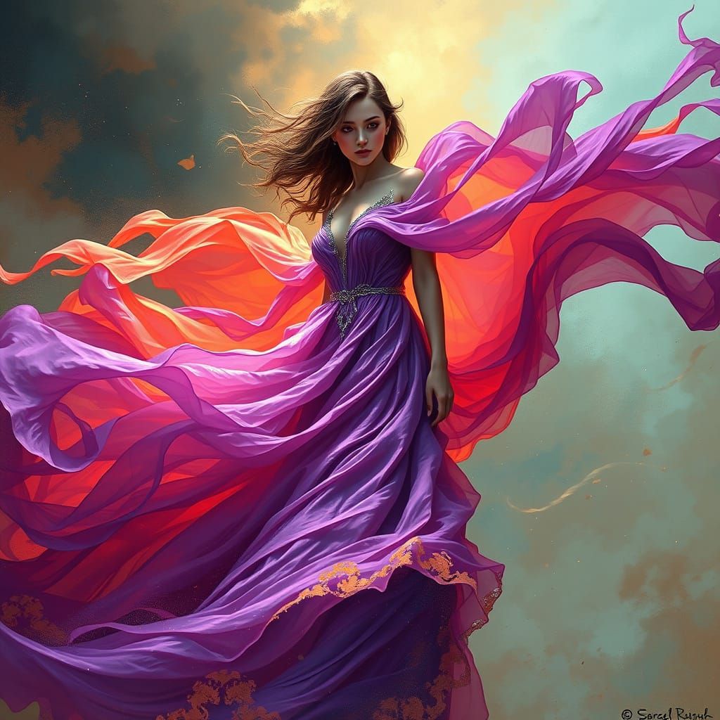 Ethereal Princess in Whirling Purple Air