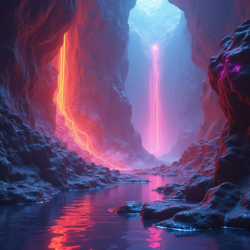 Ethereal Realm Illuminated with Fluorescent Hues