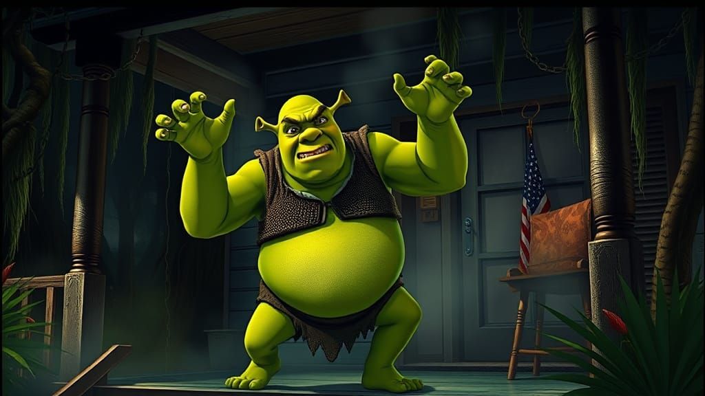 Enraged Shrek Floss Dance: Computer-Generated Whimsy