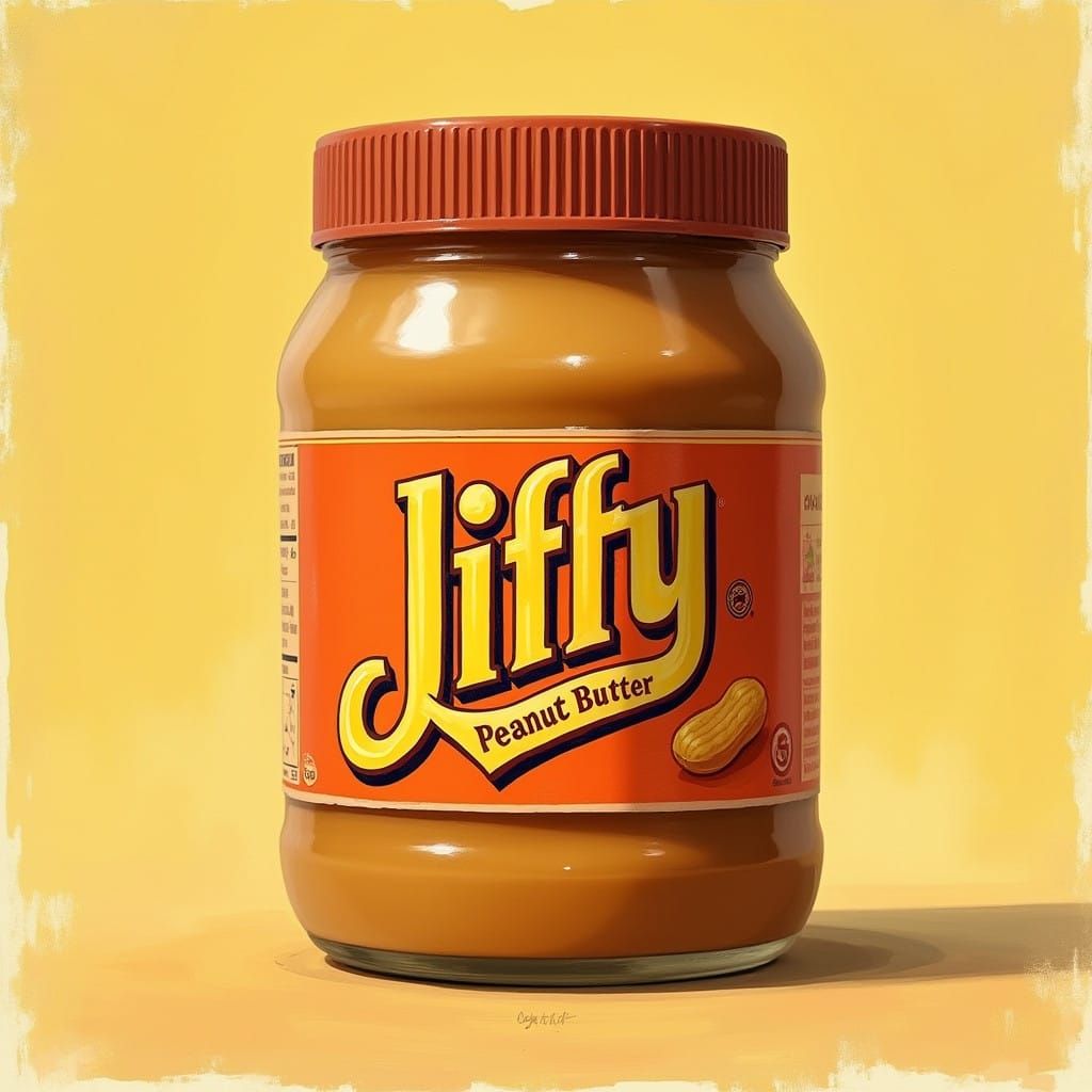 Classic 1950s Vintage Jiffy Peanut Butter Jar Art