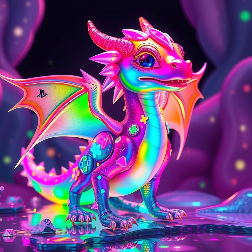 Rainbow Slime Dragon with Holographic Stickers