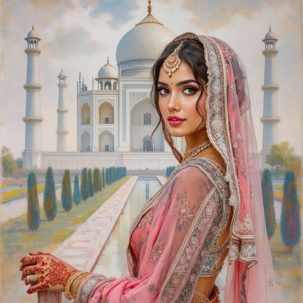 Taj Mahal Beauty in Whimsical Pastel Colors
