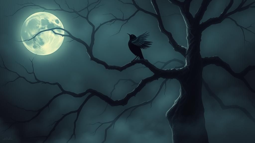 Mystical Blackbird Serenade in Misty Midnight Forest