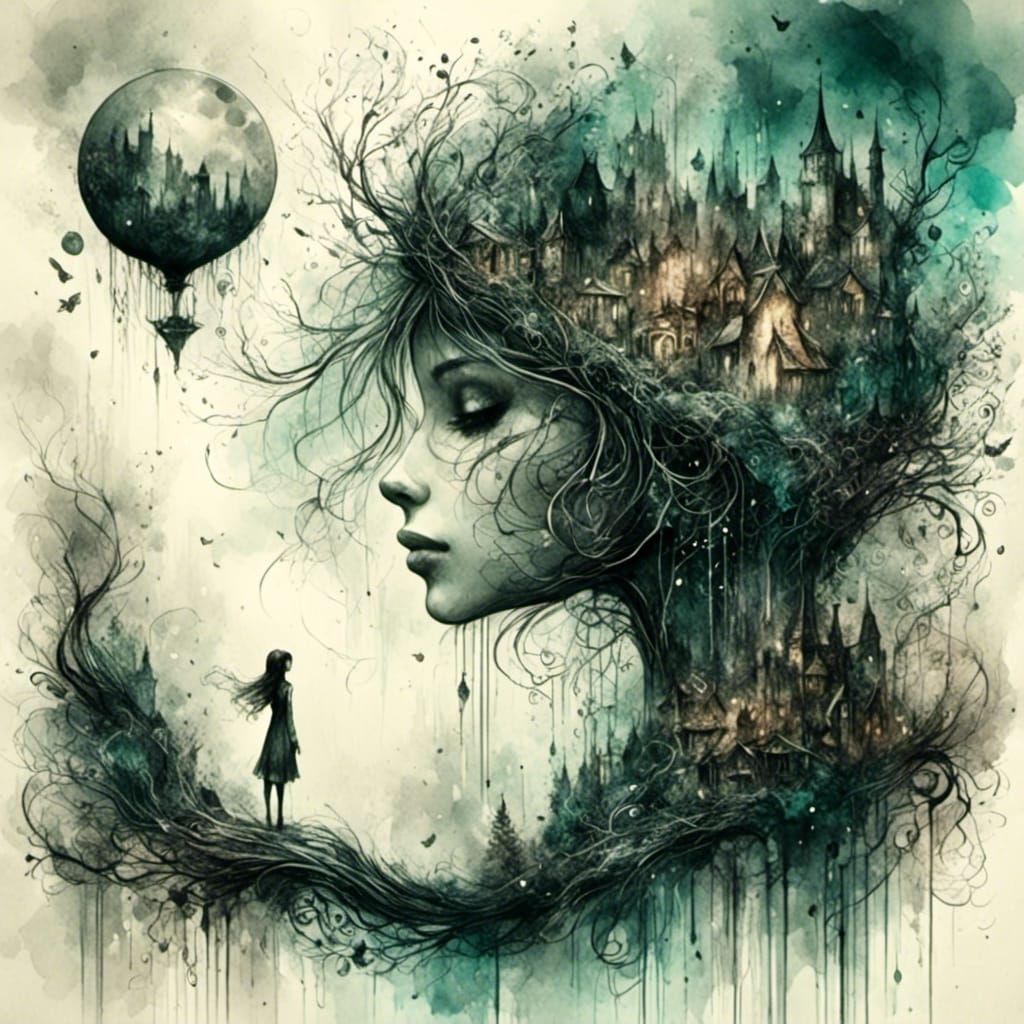 Enchanted Trees in Gothic Black and White Ink