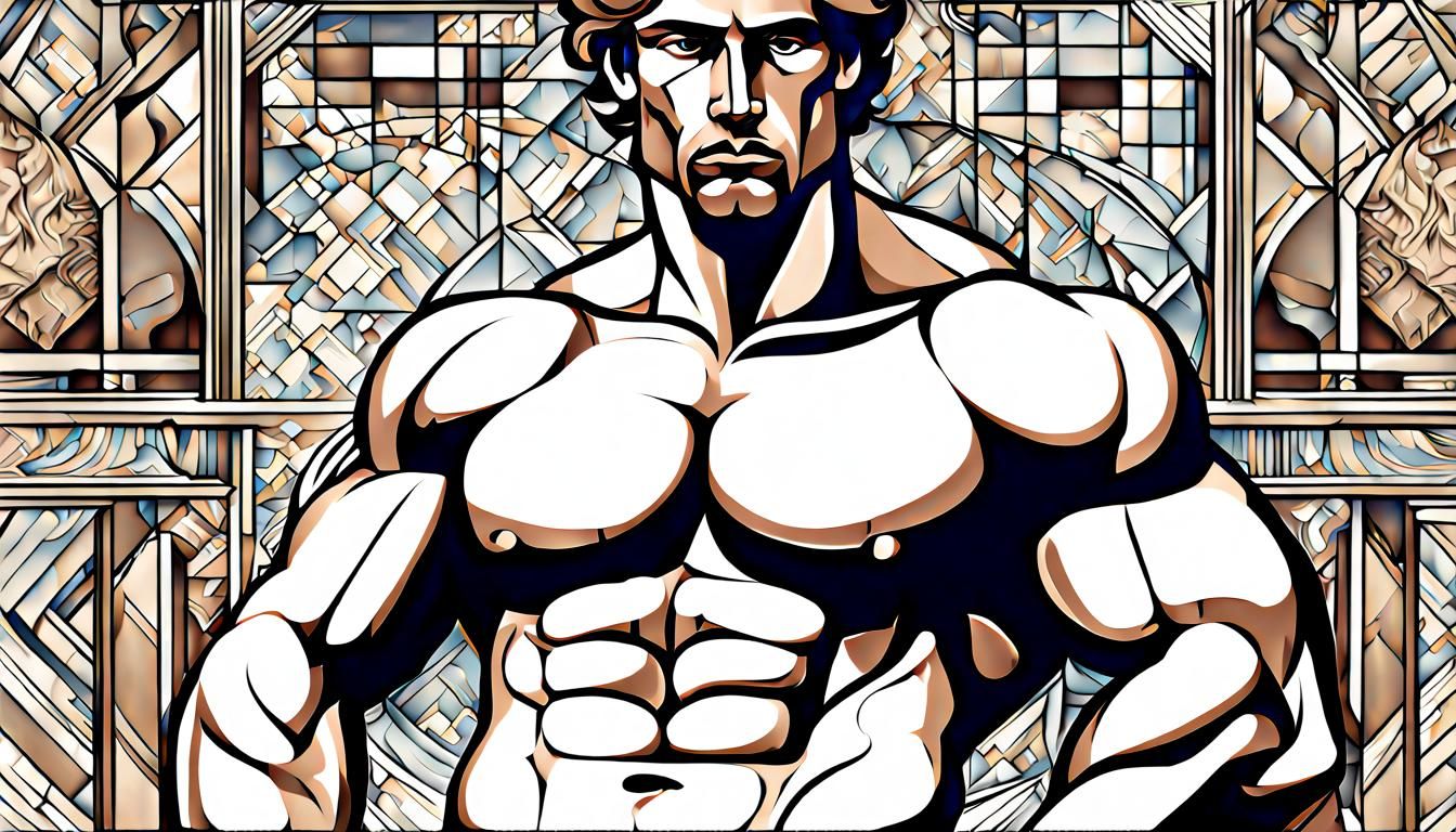 Neo-Cubist Renaissance: A Muscular Man Portrait