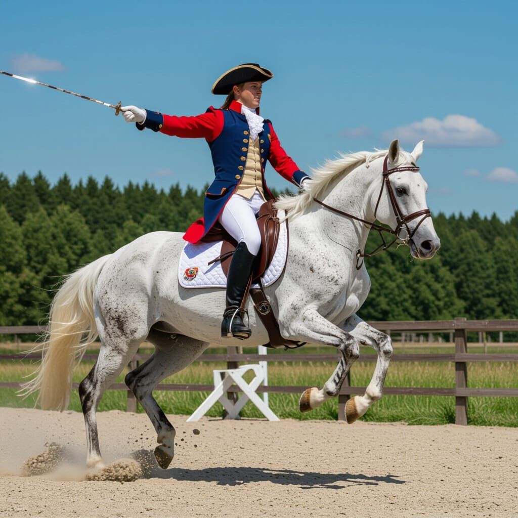 Noble Rider on Galloping Horse, 18th Century Portrait