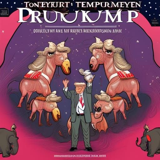 Donald Trump as a Donkey Elephant Hybrid in Comic Book Art