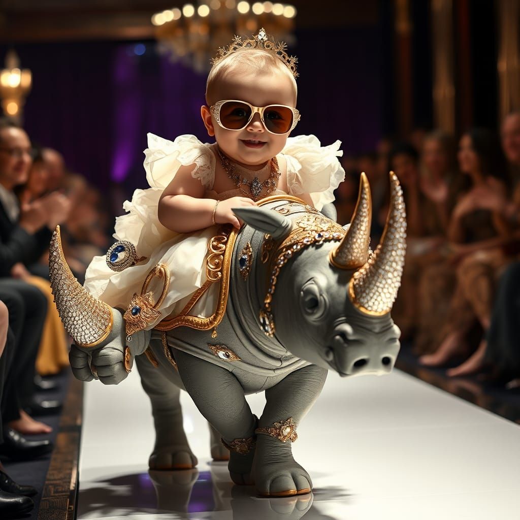 Baby's Rhinestone Runway Ride: A Digital Art Fantasy
