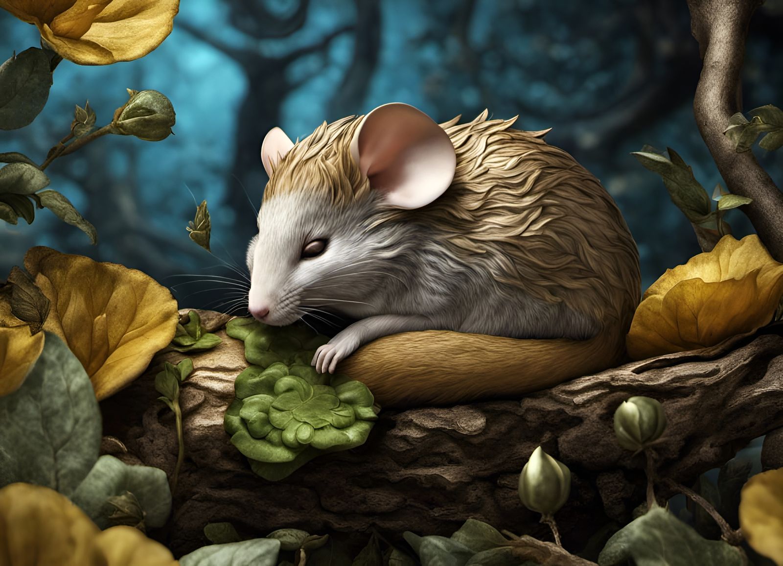 Dormouse Sleeping: Alice in Wonderland, Hyperrealistic
