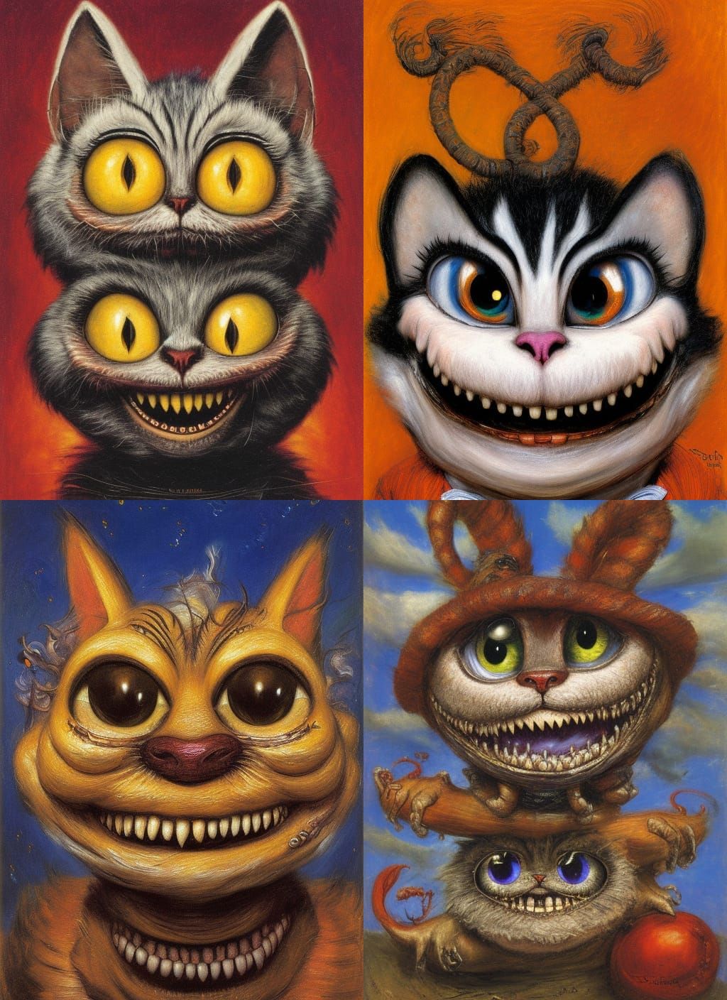 Surreal Cheshire Cat with a Broad Smile