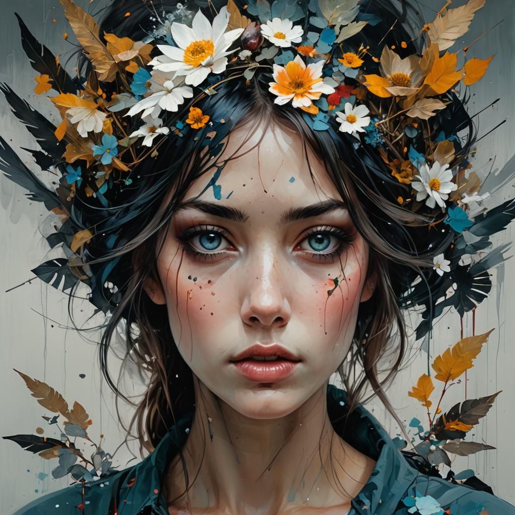 Beautiful Woman: Detailed Matte Painting on Canvas