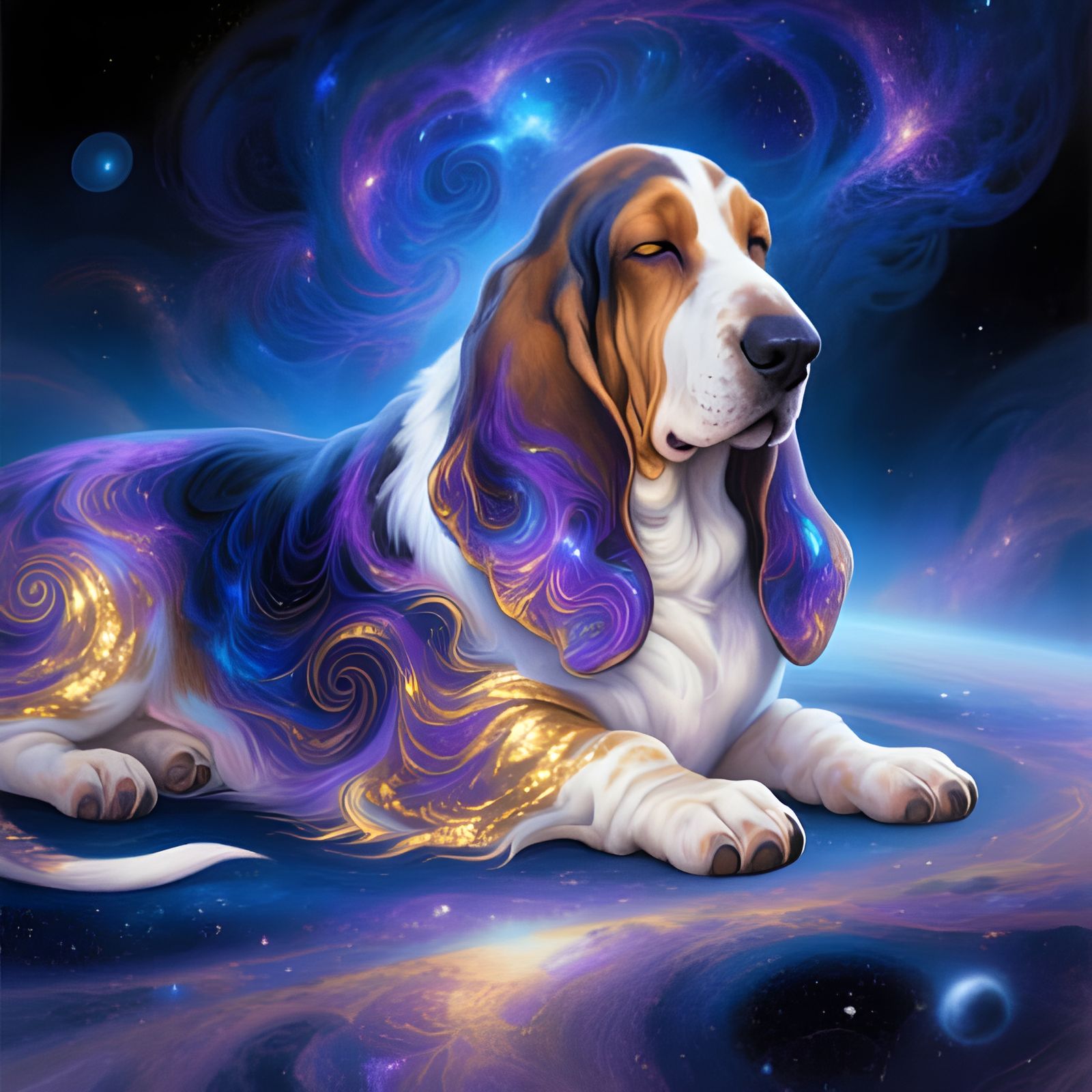 Basset Hound with Cosmic Fur