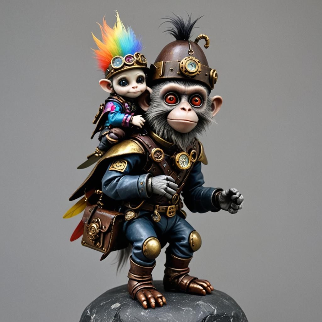 Miniature steampunk flying monkey Clockwork robot Animatron ...