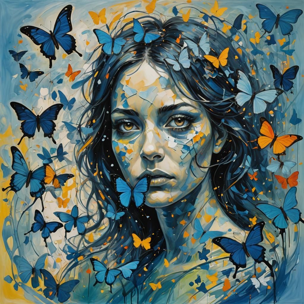 Abstract Digital Painting in Composite Art Style