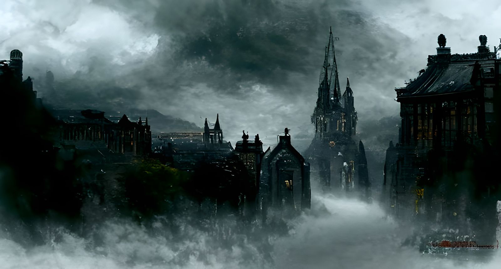 Gloomy Edinburgh: Gothic Victorian Horror Landscape