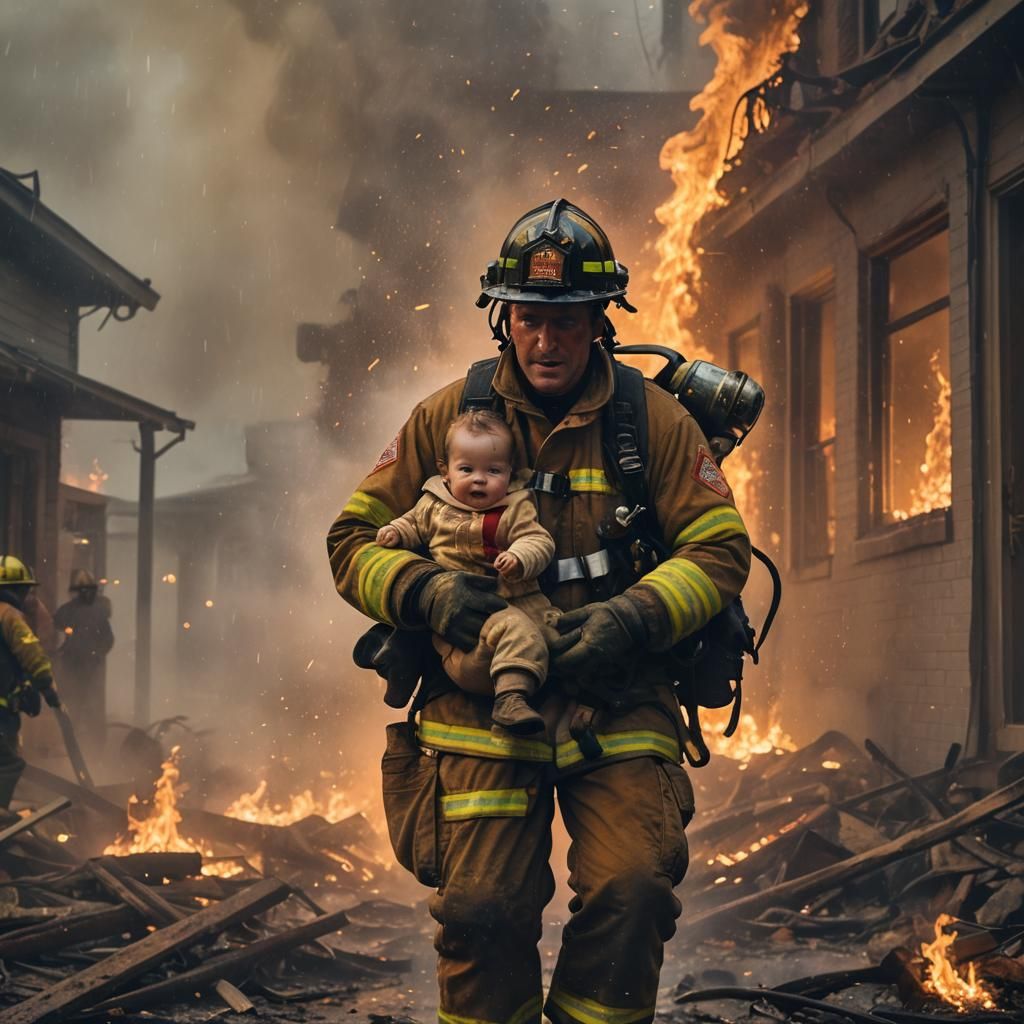 Firefighter's Heroic Rescue in Burning Building