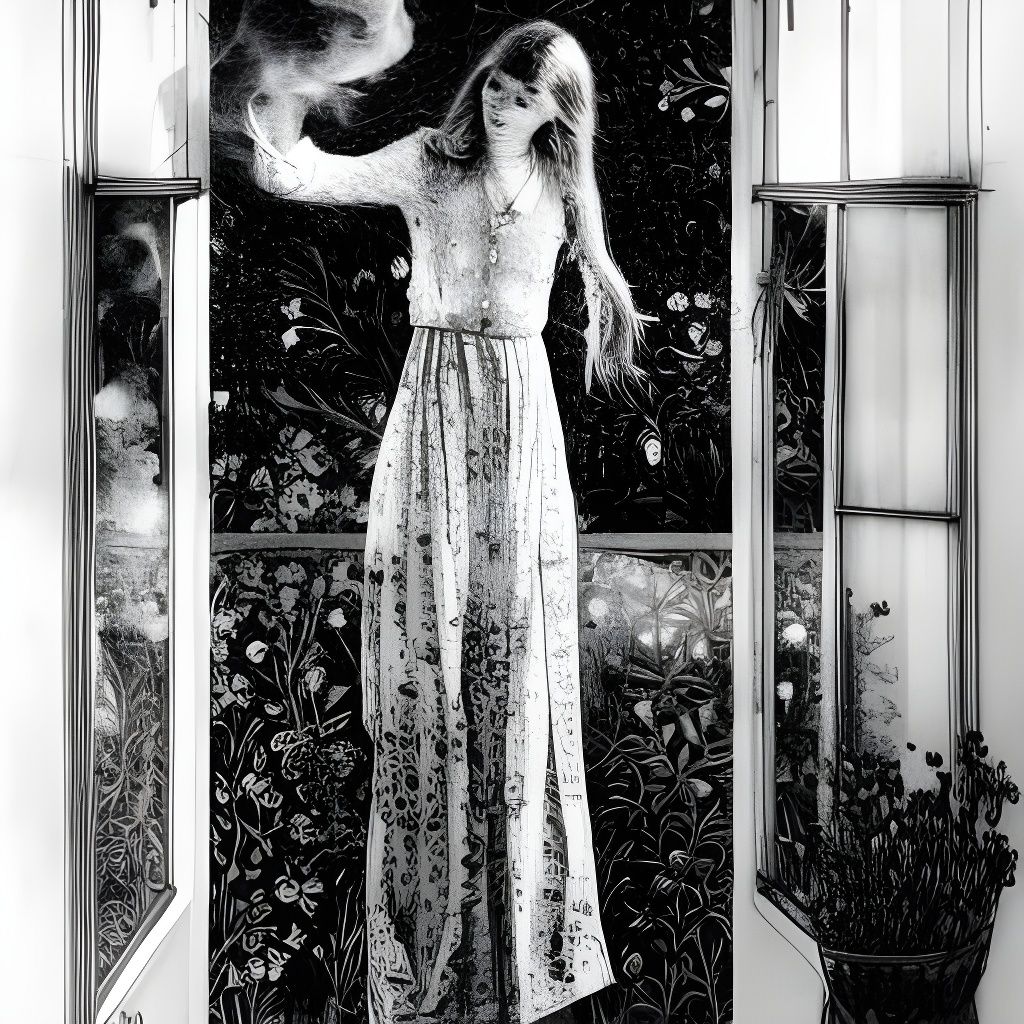 Woman Smoking by Window: Intricate Pencil Sketch