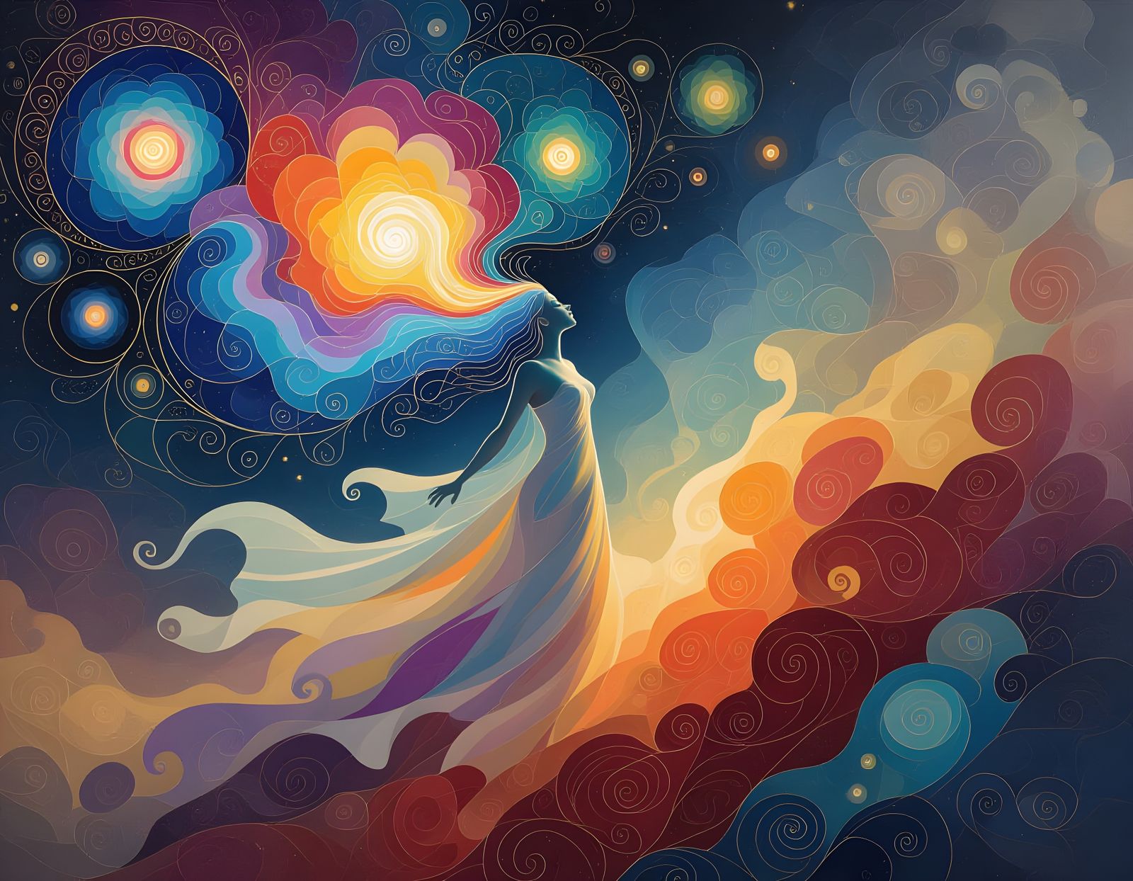 Cosmic Goddess Emerging: Klimt, Max, and Mack Inspired