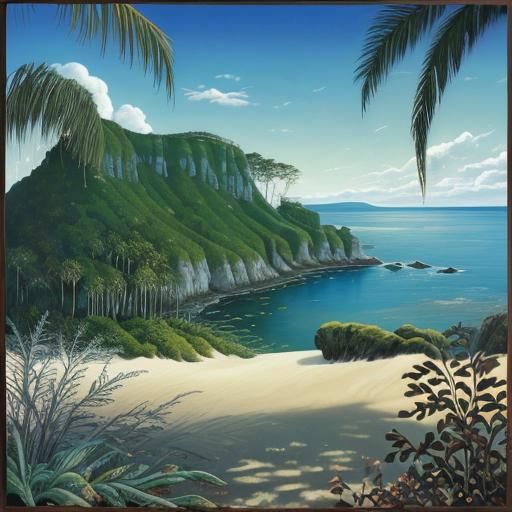 Beach Scene in Oil Paint, Kandinsky Style