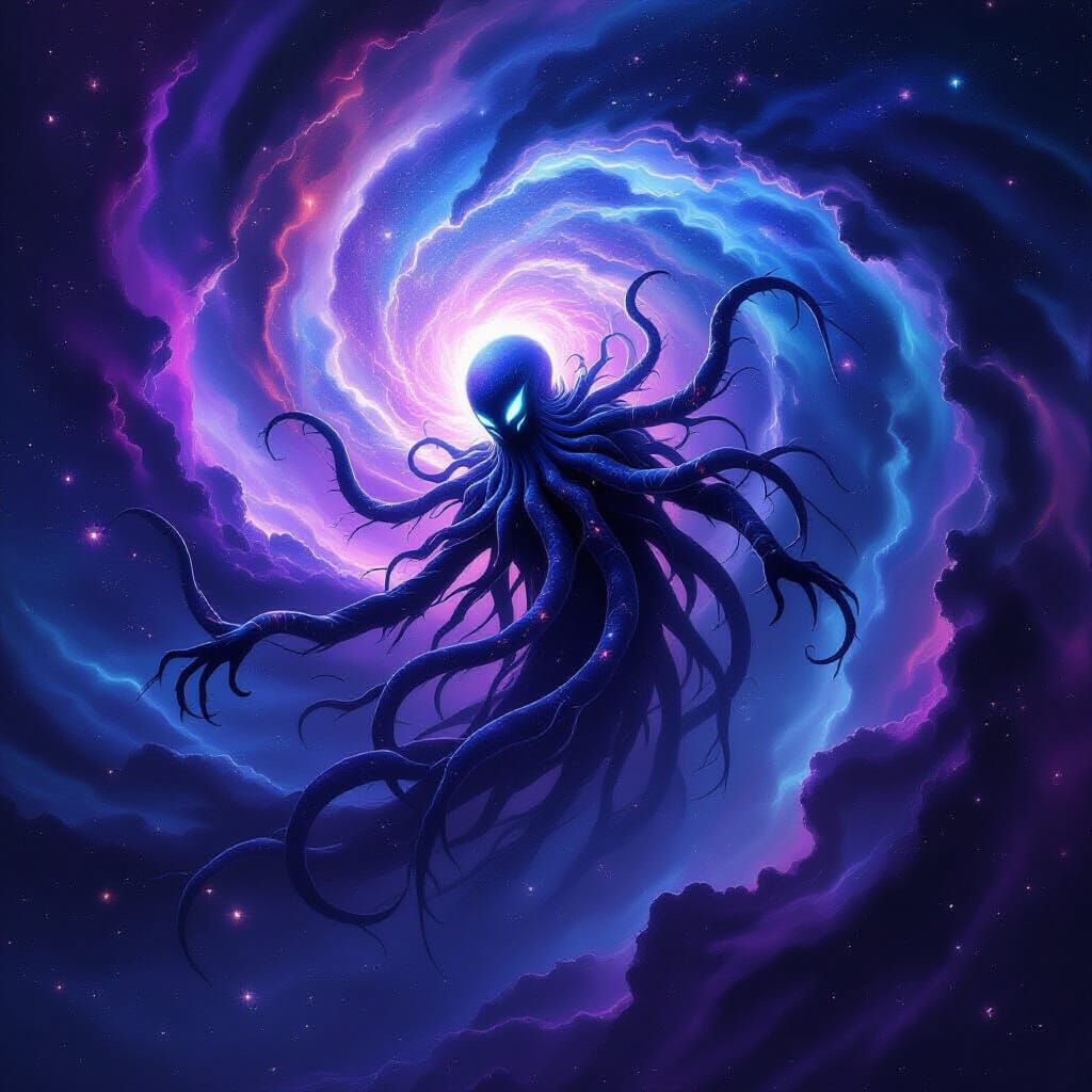 Cosmic Eldritch Entity Emerges from Nebula Vortex