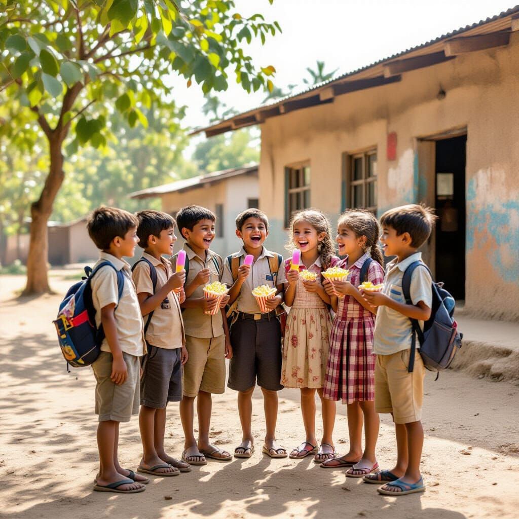 Cheerful School Children at Break Time