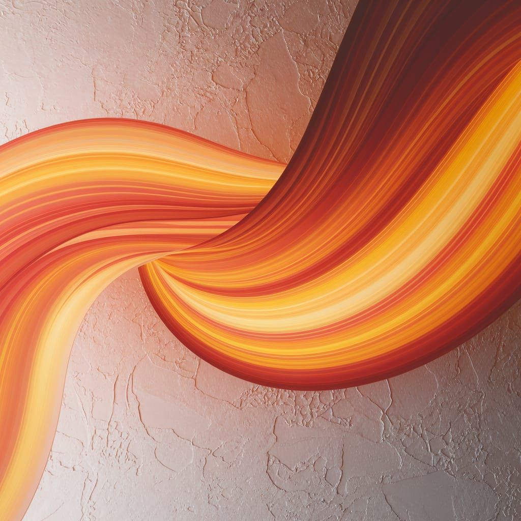 Abstract Swirling Warm Hues on Textured Wall